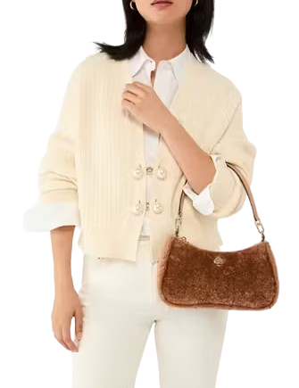 Kate Spade New York Kayla Faux Fur Small Convertible Shoulder Bag Light Fawn