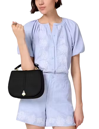 Kate Spade New York Kayla Pebbled Leather Saddle Bag Black