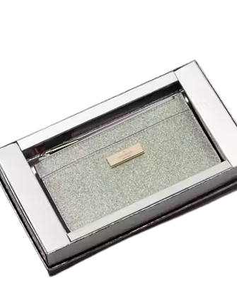 Kate Spade New York Kenzie Boxed Glitter Large Slim Cardholder Seawater