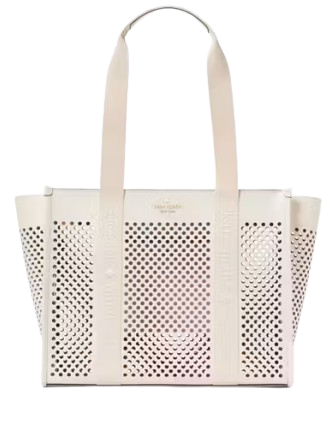 Kate Spade New York Kip Perforated Leather Large Tote Meringue