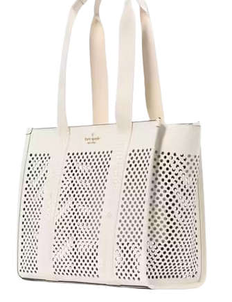 Kate Spade New York Kip Perforated Leather Large Tote Meringue