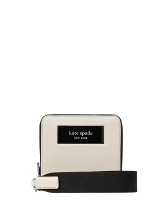 Kate Spade New York Label Small Compact Webbed Wristlet Parchment