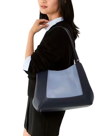 Kate Spade New York Lena Colorblock Large Triple Compartment Shoulder Bag Parisian Navy