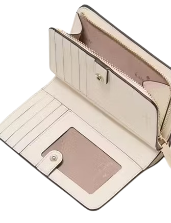 Kate Spade Lena Colorblock Medium Compact Bifold Wallet Light Sand