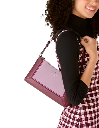 Kate Spade New York Lena Suede Colorblock Medium Shoulder Bag Blackberry Preserves