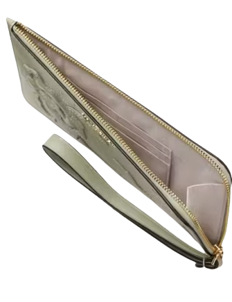 Kate Spade New York Lucy Floral Applique Medium L-zip Wristlet Sage Bundle