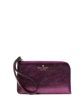 Kate Spade New York Lucy Metallic Small L-zip Wristlet Dark Raspberry