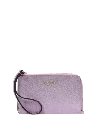 Kate Spade New York Lucy Metallic Small L-zip Wristlet Quartz Pink