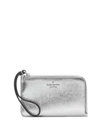 Kate Spade New York Lucy Metallic Small L-zip Wristlet Silver
