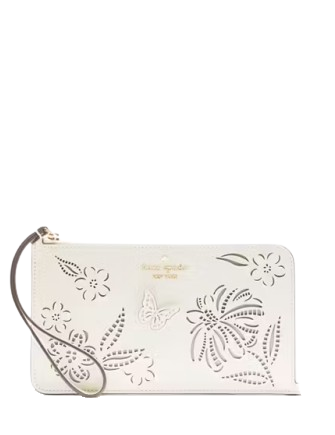 Kate Spade New York Lucy Perforated Medium L-Zip Wristlet Meringue