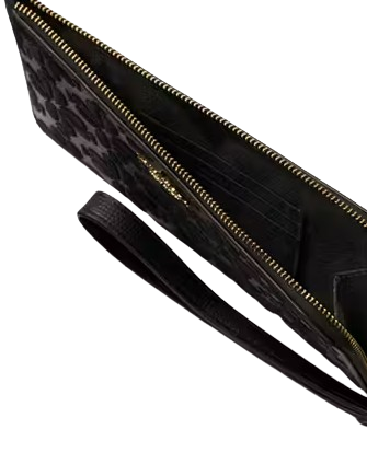 Kate Spade New York Lucy Spade Flower Embroidered Medium L-zip Wristlet Black