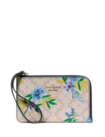 Kate Spade New York Lucy Spade Flower Floral Small L-zip Wristlet  Blazer Blue