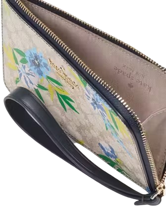 Kate Spade New York Lucy Spade Flower Floral Small L-zip Wristlet  Blazer Blue