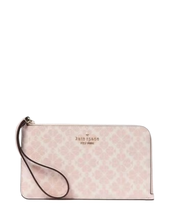 Kate Spade New York Lucy Spade Flower Medium L-zip Wristlet Rose Smoke