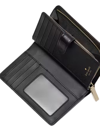 Kate Spade New York Madison Floral Applique Medium Bifold Wallet Black