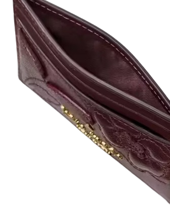 Kate Spade New York Madison Floral Applique Small Slim Card Holder Dark Merlot