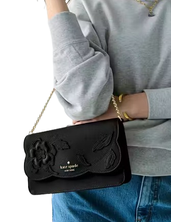 Kate Spade New York Madison Floral Applique Willow Mini Crossbody Black