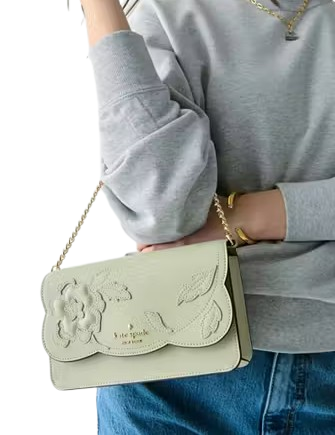 Kate Spade New York Madison Floral Applique Willow Mini Crossbody Sage Bundle