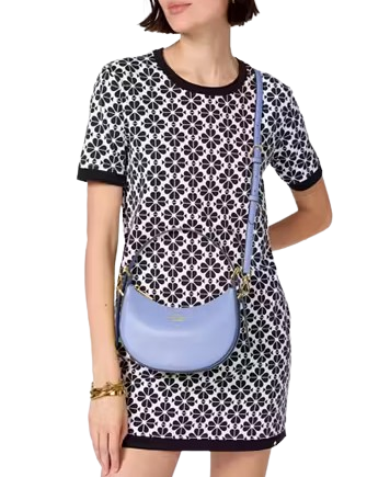 Kate Spade New York Madison Saffiano Leather Crescent Shoulder Bag Frosted Blueberry