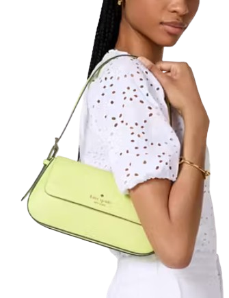 Kate Spade New York Madison Saffiano Leather Small Flap Shoulder Bag Lime Slushy