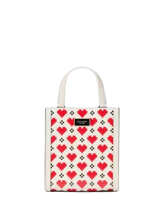 Kate Spade New York Manhattan Pixel Hearts Mini Tote Cream