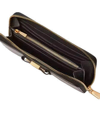 Kate Spade New York Morgan Bow Embellished Zip-around Continental Wallet Black