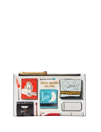 Kate Spade New York Morgan Matchbox Embossed Small Slim Bifold Wallet Parchment