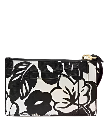 Kate Spade New York Morgan Tropical Foliage Coin Card Case Wristlet Black Multi