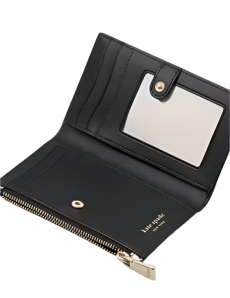 Kate Spade New York Morgan Tropical Foliage Small Slim Bifold Wallet Black Multi