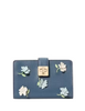 Kate Spade New York Phoebe Floral Applique Turnlock Medium Wallet  Bluestone