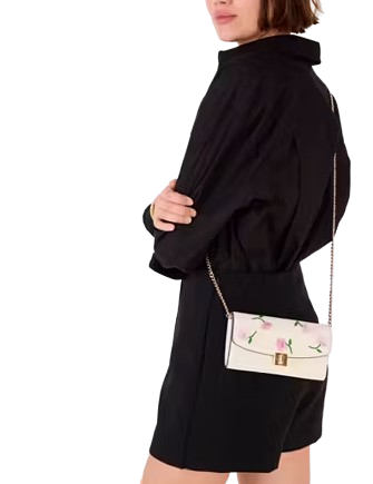 Kate Spade New York Phoebe Floral Applique Turnlock Wallet-on-chain  Meringue