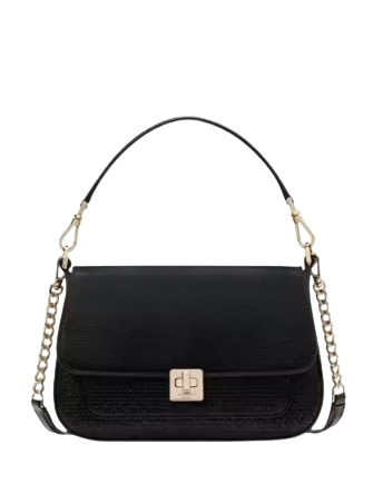 Kate Spade New York Phoebe Glitter Small Flap Crossbody Black