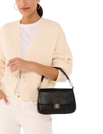 Kate Spade New York Phoebe Glitter Small Flap Crossbody Black