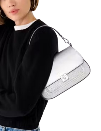 Kate Spade New York Phoebe Glitter Small Flap Crossbody Lunar Light