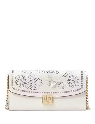 Kate Spade New York Phoebe Perforated Turnlock Wallet-on-chain Meringue