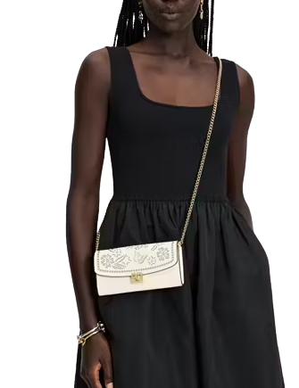 Kate Spade New York Phoebe Perforated Turnlock Wallet-on-chain Meringue