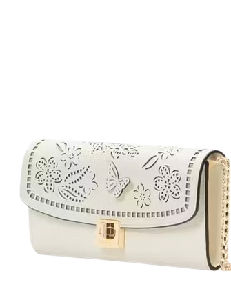 Kate Spade New York Phoebe Perforated Turnlock Wallet-on-chain Meringue
