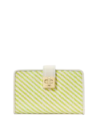 Kate Spade New York Phoebe Straw Turnlock Medium Wallet Lime Slushy
