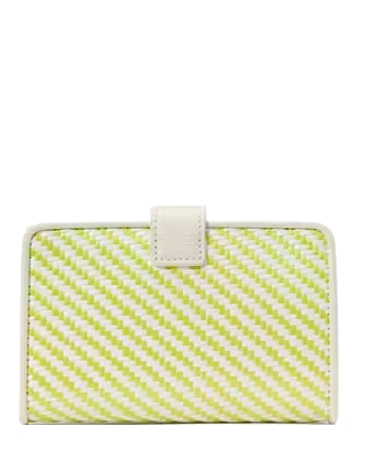 Kate Spade New York Phoebe Straw Turnlock Medium Wallet Lime Slushy