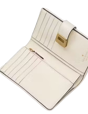 Kate Spade New York Phoebe Straw Turnlock Medium Wallet Natural