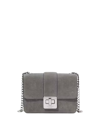 Kate Spade New York Phoebe Suede Turnlock Mini Flap Crossbody Hare Grey