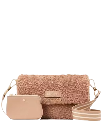 Kate Spade New York Rosie Faux Fur Small Flap Crossbody Light Fawn