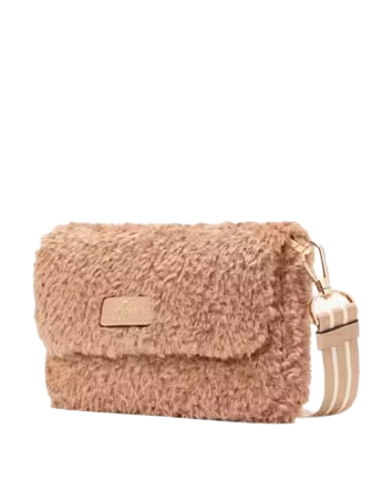 Kate Spade New York Rosie Faux Fur Small Flap Crossbody Light Fawn