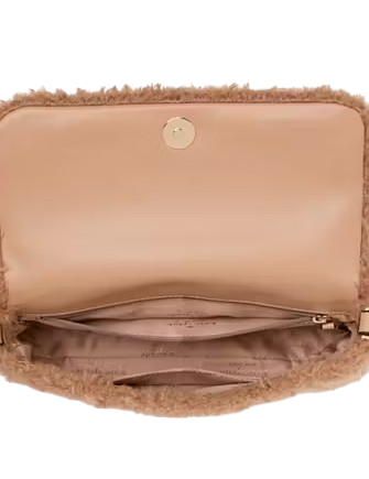 Kate Spade New York Rosie Faux Fur Small Flap Crossbody Light Fawn