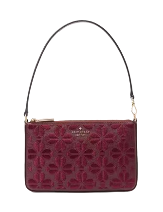 Kate Spade New York Spade Flower Embroidered Convertible Wristlet Dark Merlot