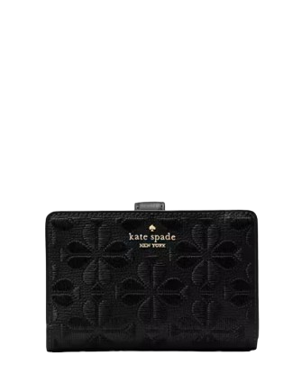 Kate Spade New York Spade Flower Embroidered Medium Bifold Wallet Black