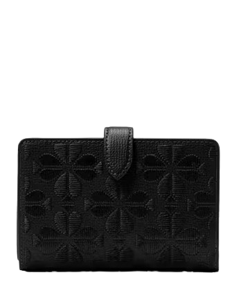 Kate Spade New York Spade Flower Embroidered Medium Bifold Wallet Black