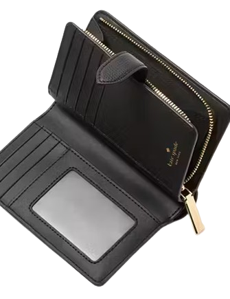 Kate Spade New York Spade Flower Embroidered Medium Bifold Wallet Black