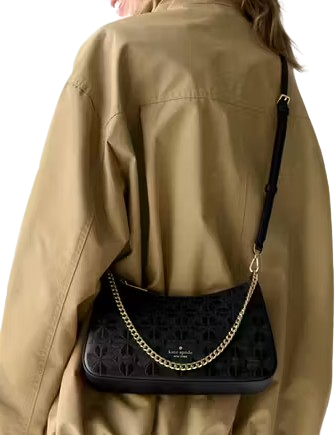 Kate Spade New York Spade Flower Embroidered Medium Convertible Crossbody Black