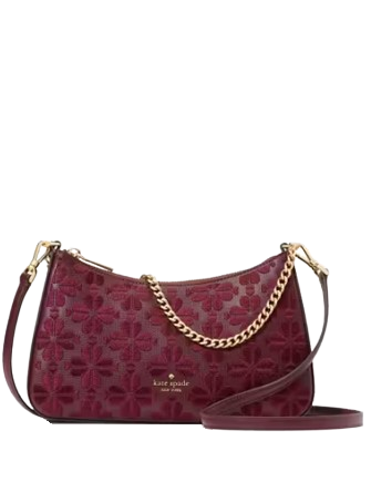 Kate Spade New York Spade Flower Embroidered Medium Convertible Crossbody Dark Merlot